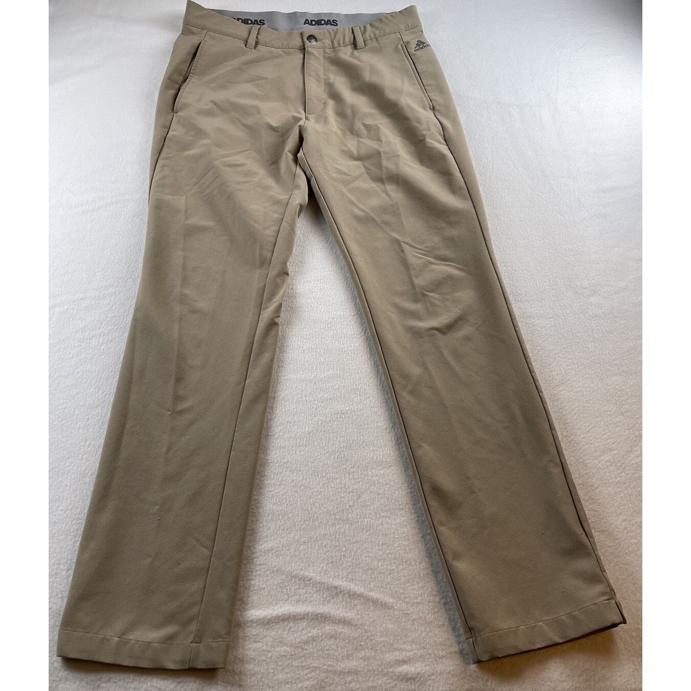 Adidas Pants Mens 32x32 Beige Performance Chino Golf Pants Casual Comfort
